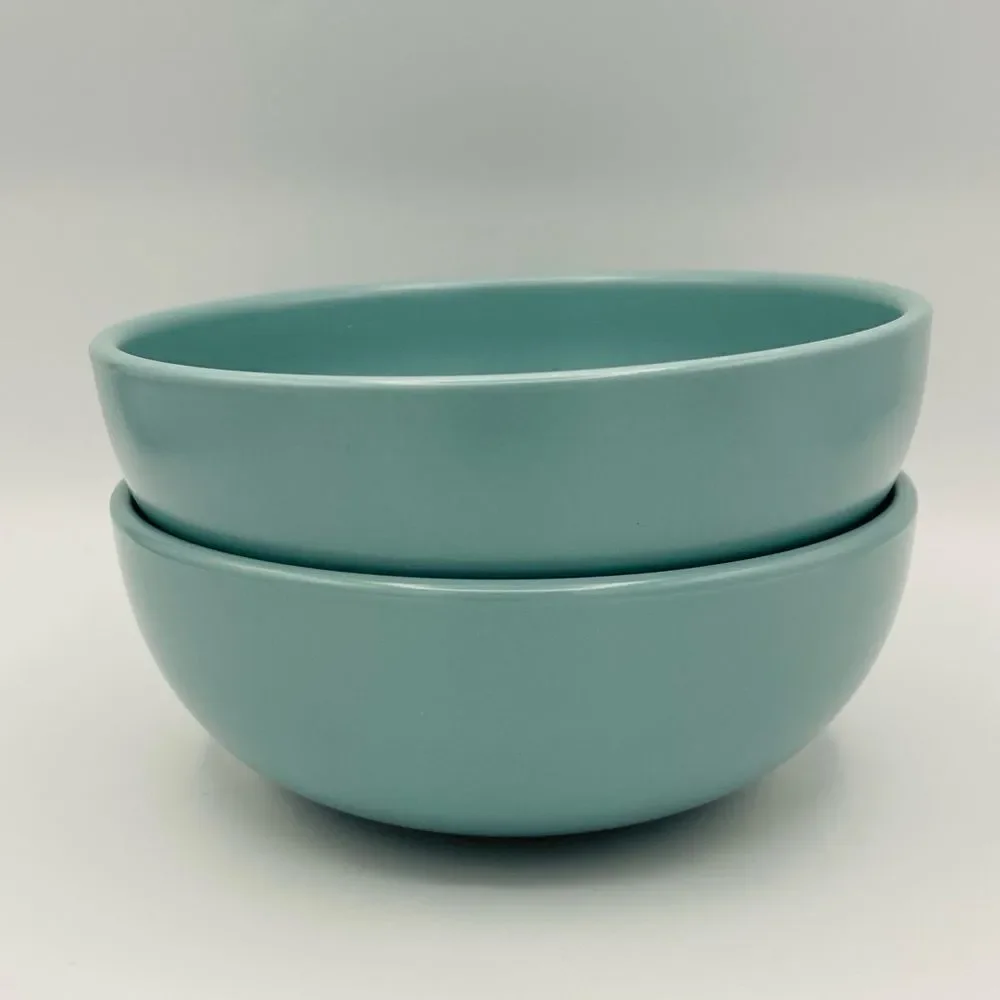 Crate&Barrel Blue Hue Matte Coupe Soup Cereal Bowls (2)